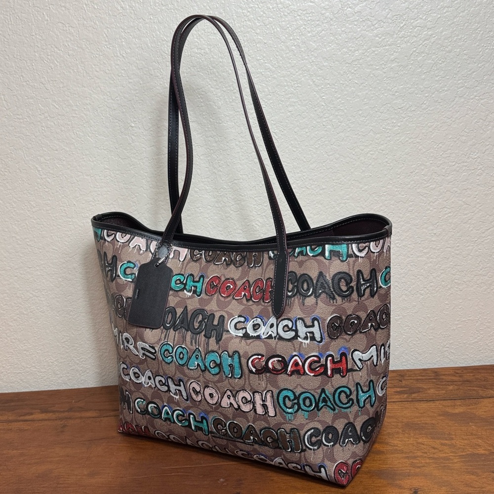 Coach X Mint + Serf City  Multicolor In Canvas Signature  Tote Bag. - Picture 4 of 12